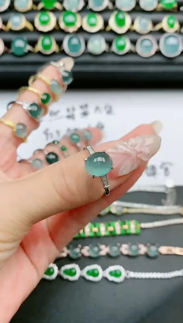 翡翠戒指银S925镶嵌1111111