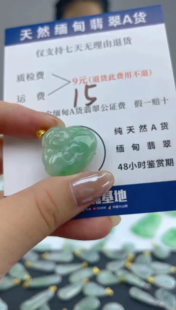 颈饰18K金镶嵌翡翠天然A货翡翠
