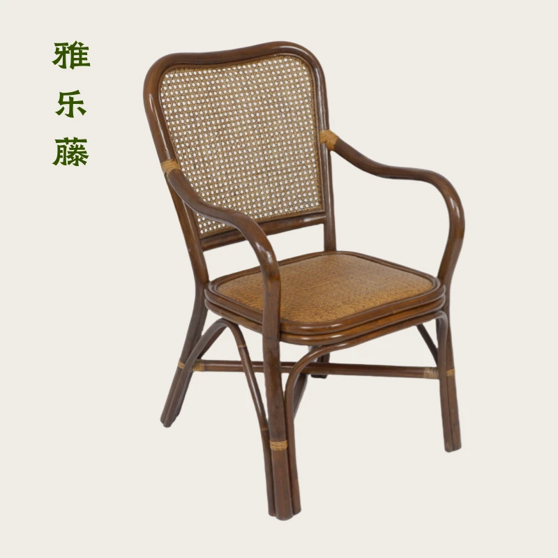 雅乐藤天然简约藤椅阳台休闲椅单人座椅手工编织靠背藤椅子