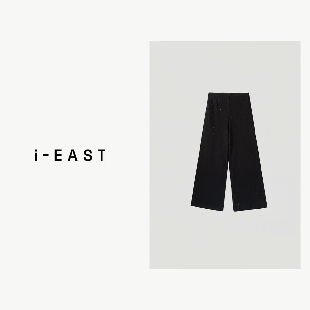 i-EAST 璀璨如你~满身闪钻松紧腰休闲裤-4Q K24358