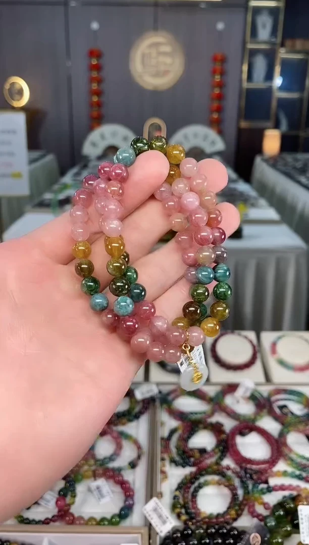 未镶嵌老矿碧玺色标三圈·手串7mm+碧玺xion多样性发一条