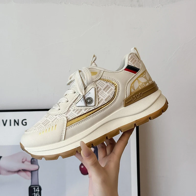 复古春季厚底2025新款轻奢百搭时尚女鞋阿甘鞋老爹鞋女