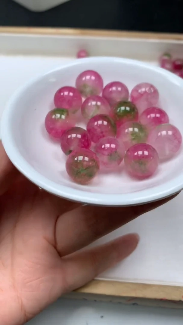 未镶嵌散珠碧玺M937 西瓜碧玺14mm3个8元