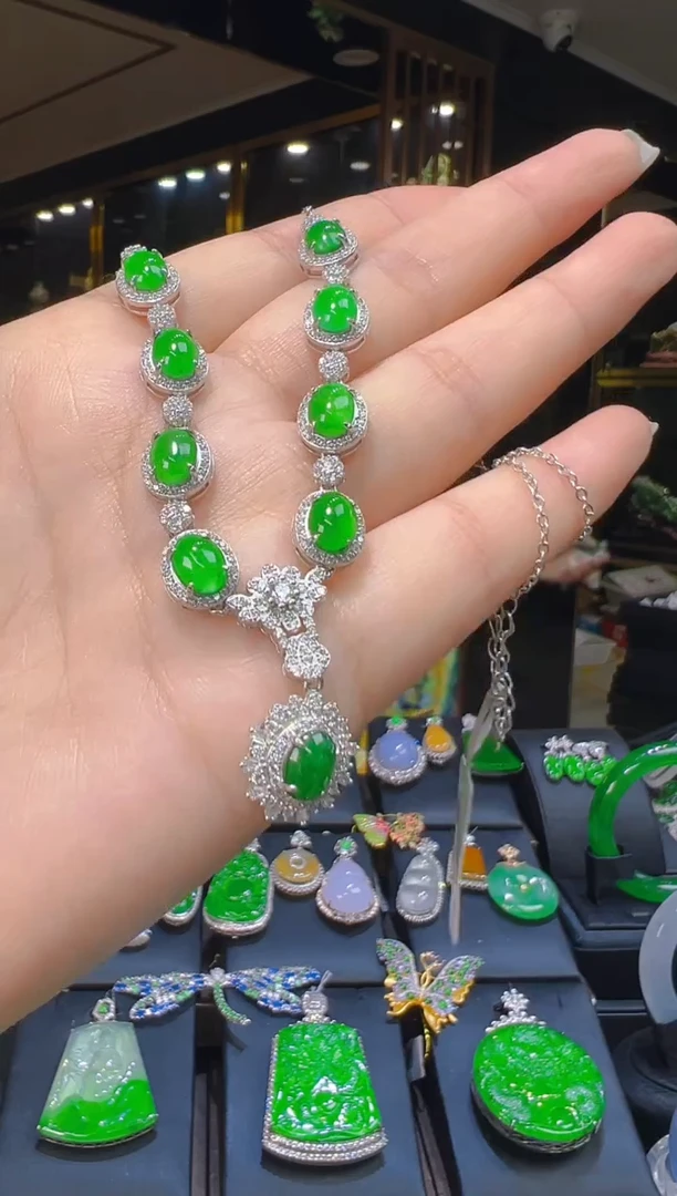 项链银S925镶嵌翡翠038（多样性发其一）