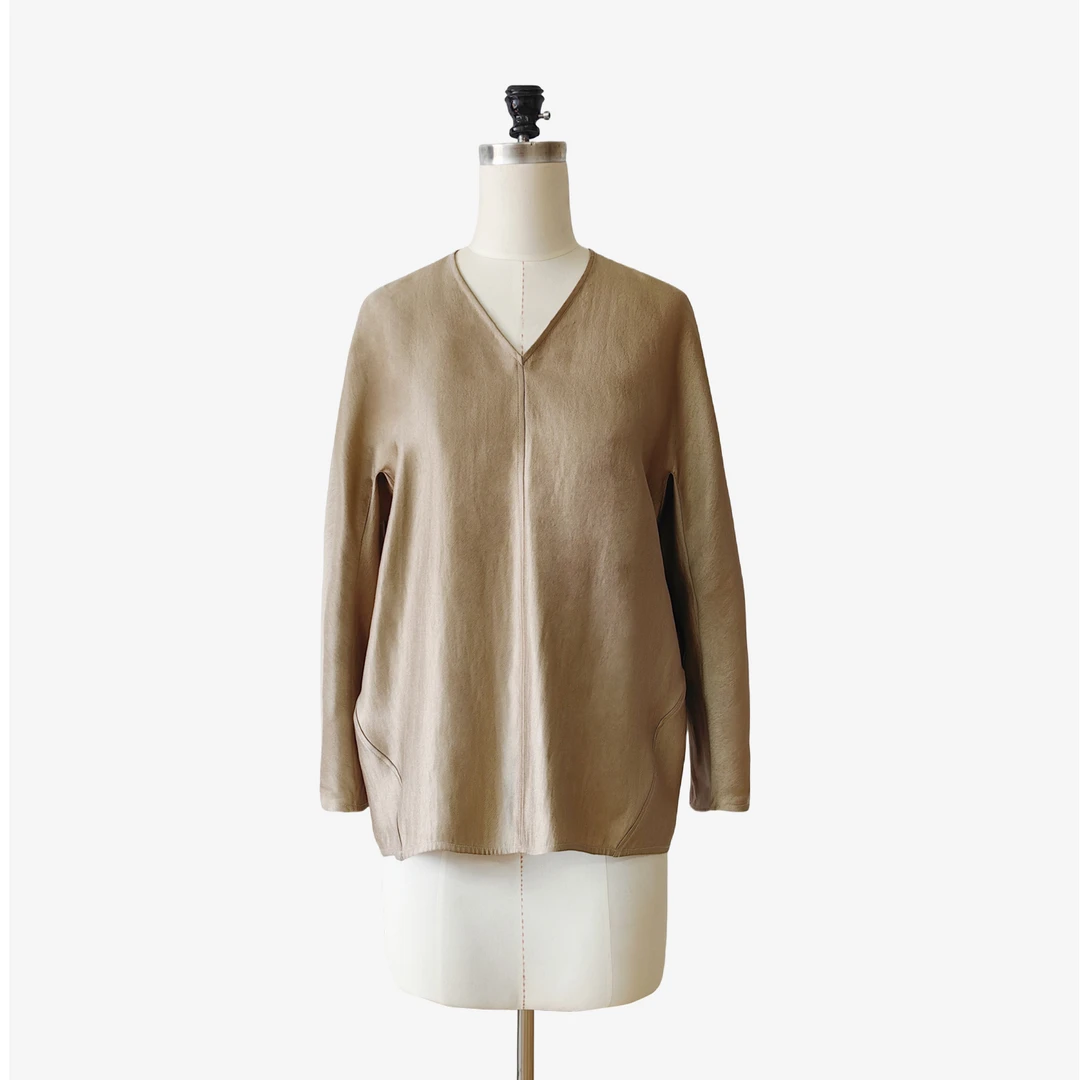 静奢风 ——都市摩登、风尚之选——法式金咖色上衣 2502001