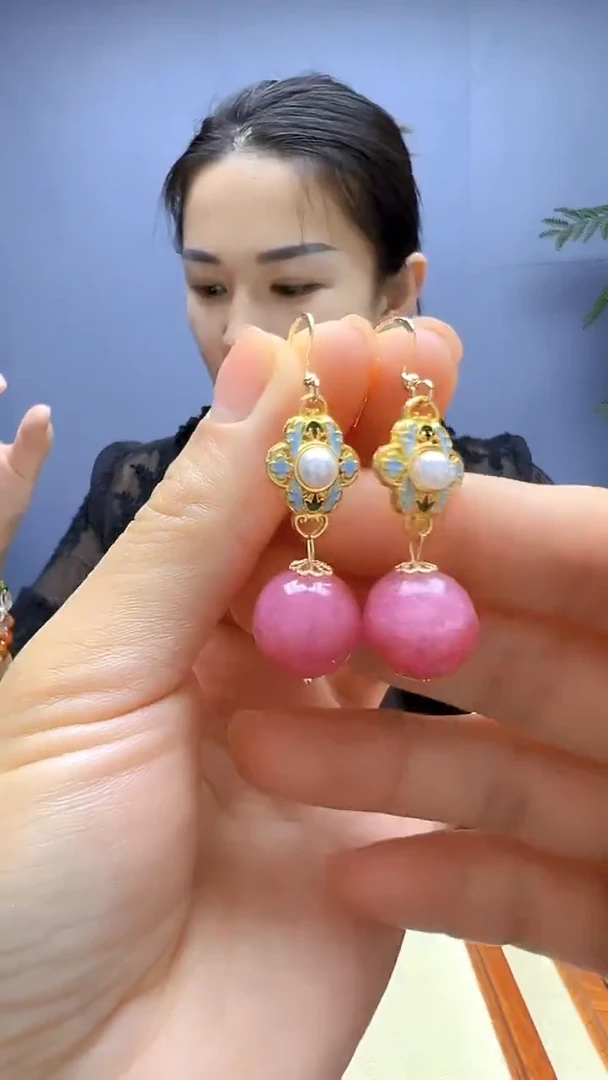 菱锰矿（红纹石）14K金镶嵌颈饰丹丹diy颈饰