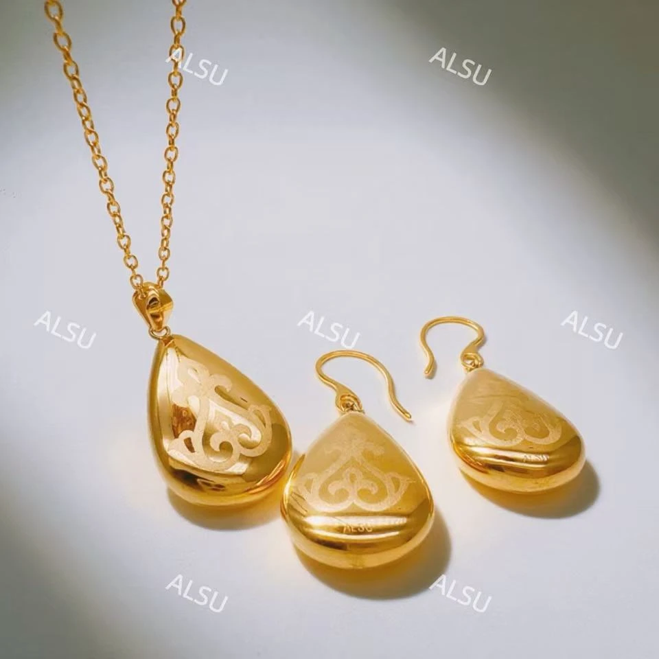 合金项链 ALSU原创经典民族风两件套项链耳环简约时尚轻奢精致