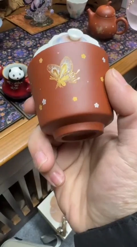 摆件陶茶具茶具茶具蝴蝶紫砂杯