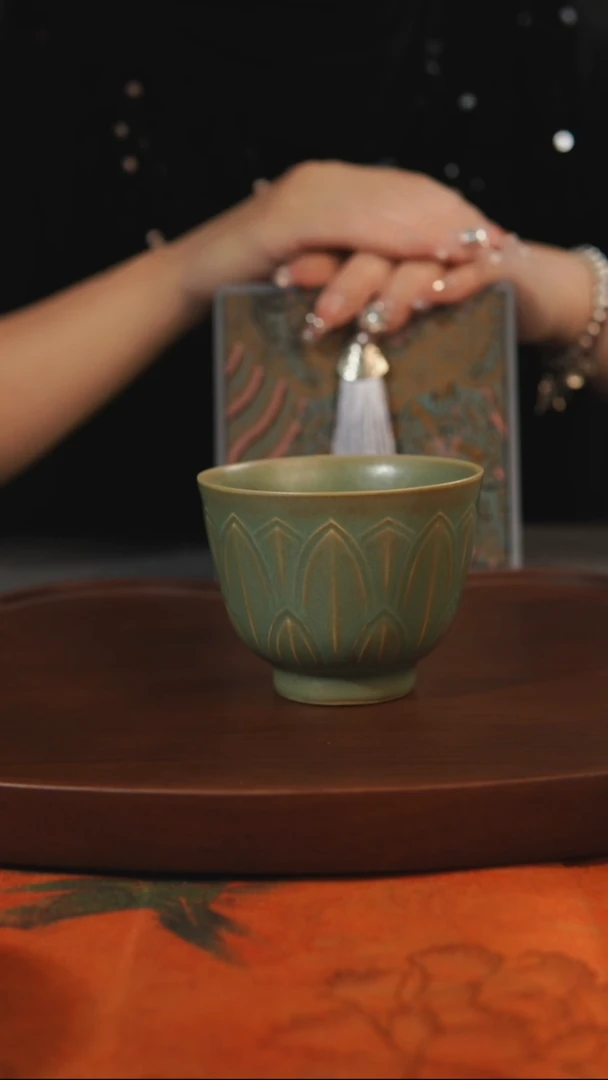 杯子小****心莲花瓣杯 柴烧全品一级 汝州原产地原矿仿古老釉