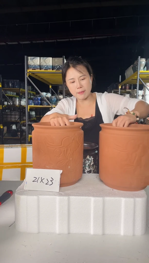 宜兴粗陶紫砂花盆盆21*23