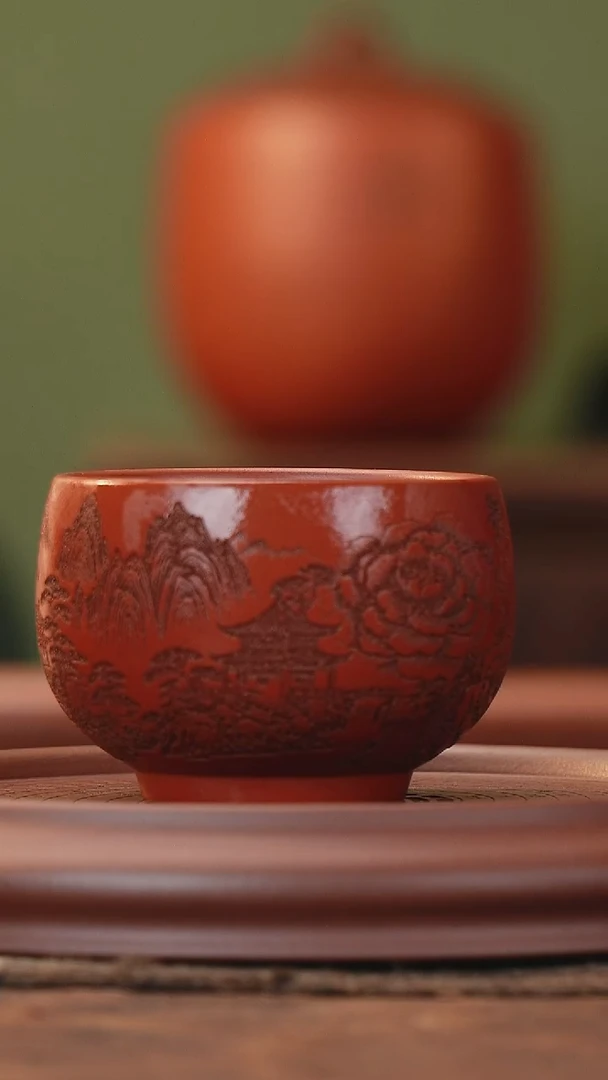 茶杯紫砂宽堂紫砂--大红袍山水