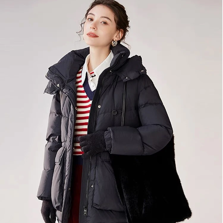 新款时尚潮流保暖加厚女士连帽休闲短款羽绒服冬季百搭女款-399