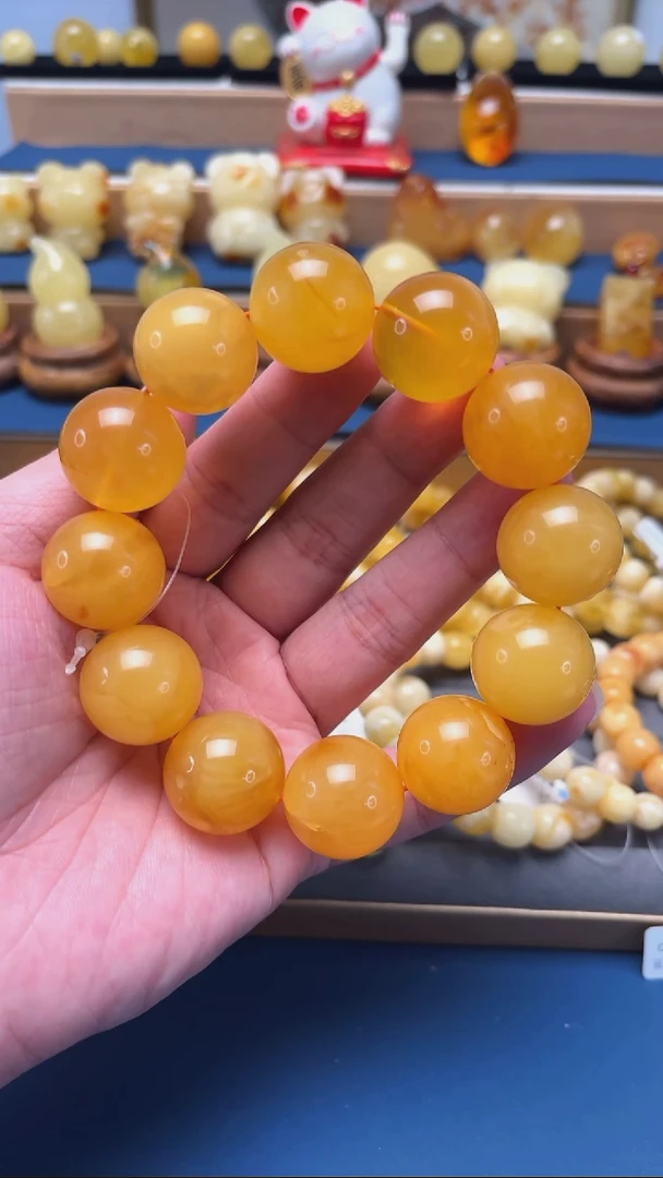 手串蜜蜡未镶嵌p39焦皮料蜜蜡单圈 66.5克 21mm