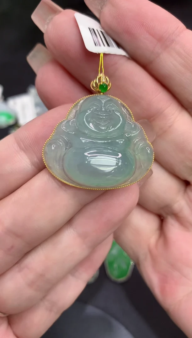 吊坠(不含链)18K金镶嵌翡翠111