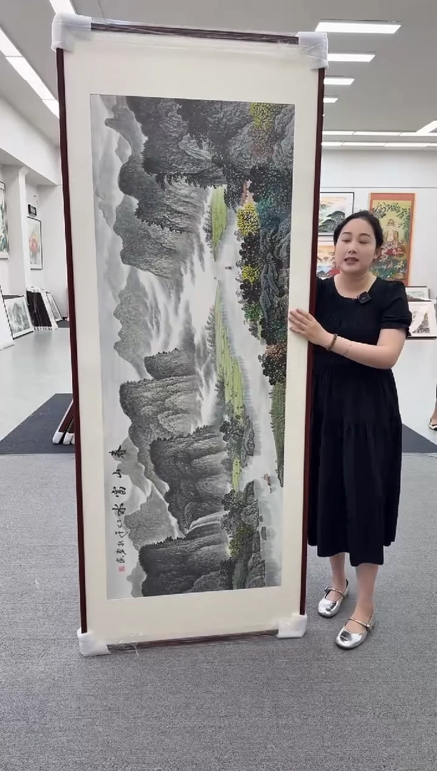 国画手绘 219*88春山富水