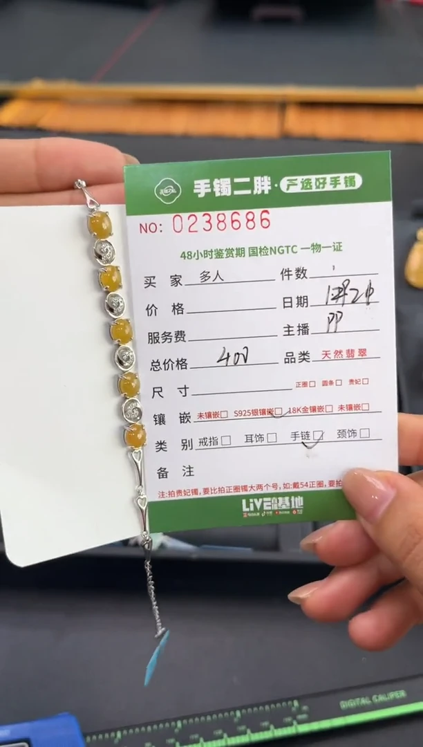 【闪购商品】翡翠手链银S925镶嵌多人