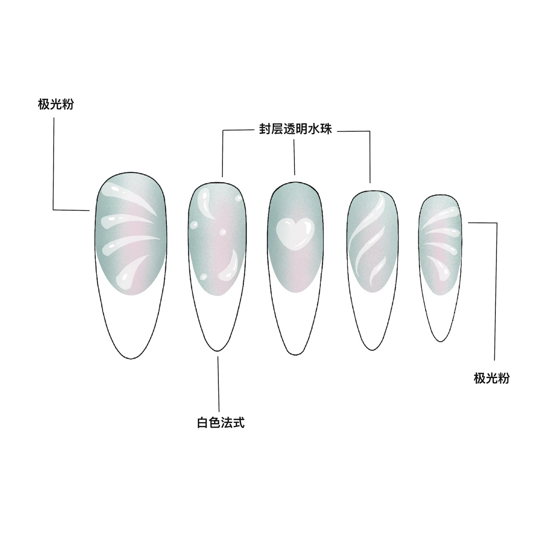 美工开物 基础系列 【釉光涟漪梦】纯手工穿戴甲