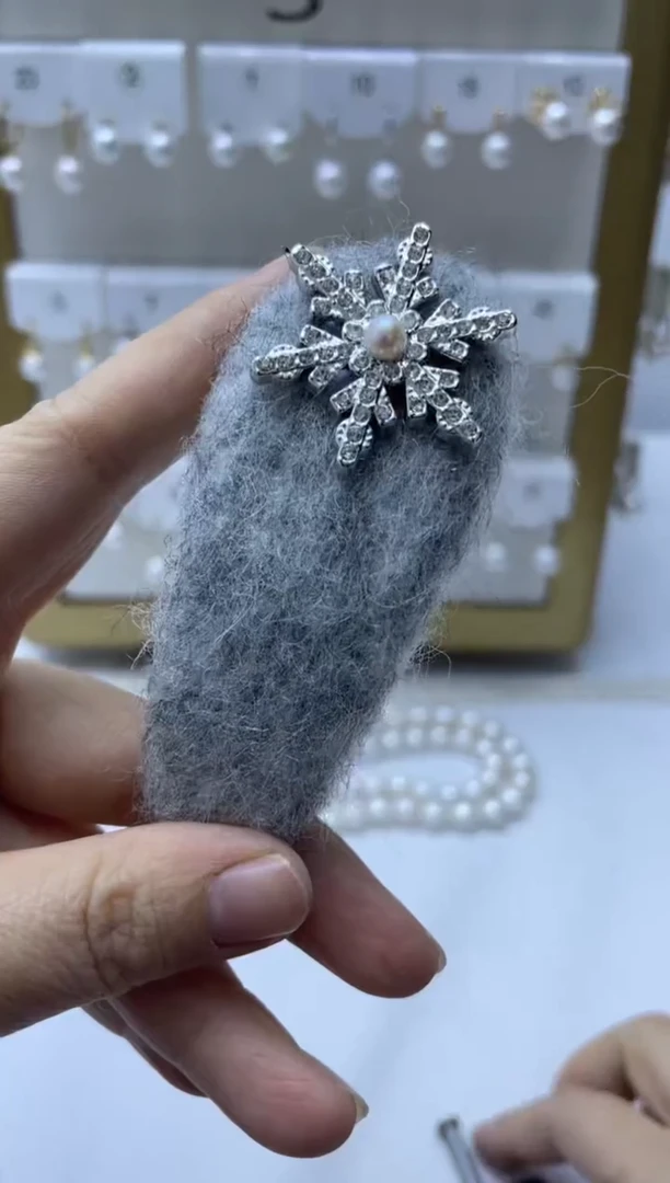 未镶嵌发饰淡水珍珠发夹灰