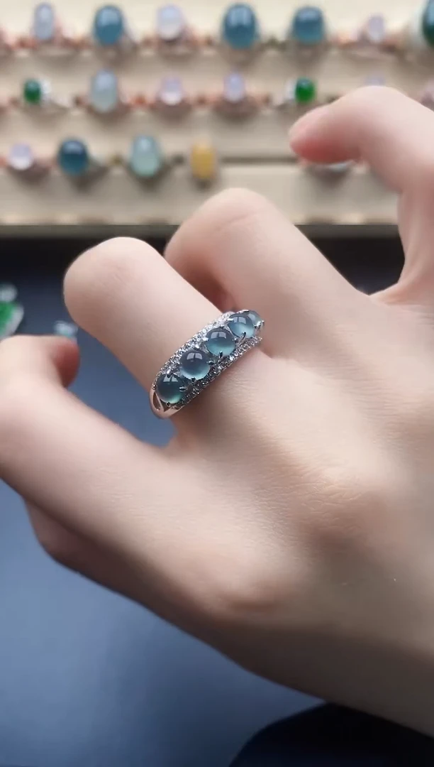 翡翠戒指银S925镶嵌一物一证一礼盒