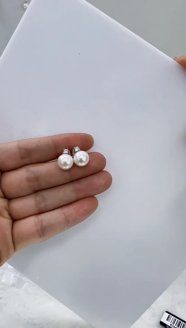 银S925镶嵌淡水珍珠DA珍珠耳钉 b364