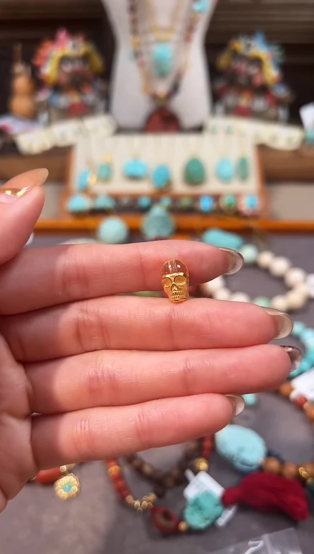 银S925镶嵌珠宝半成品水晶水晶配饰骷髅头