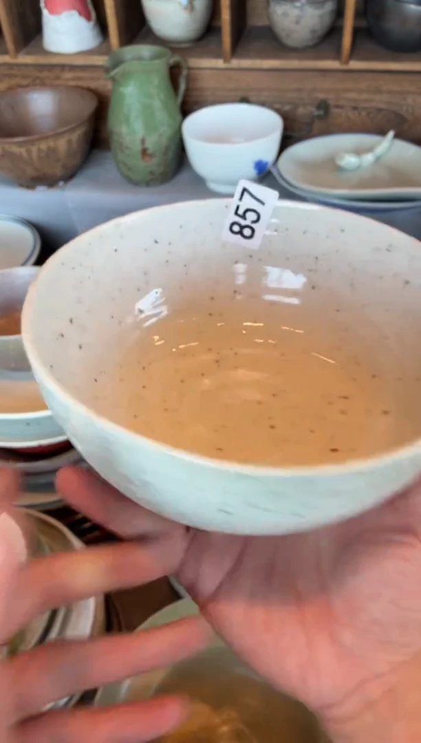 瓷片双****）857陶泥白手工面碗