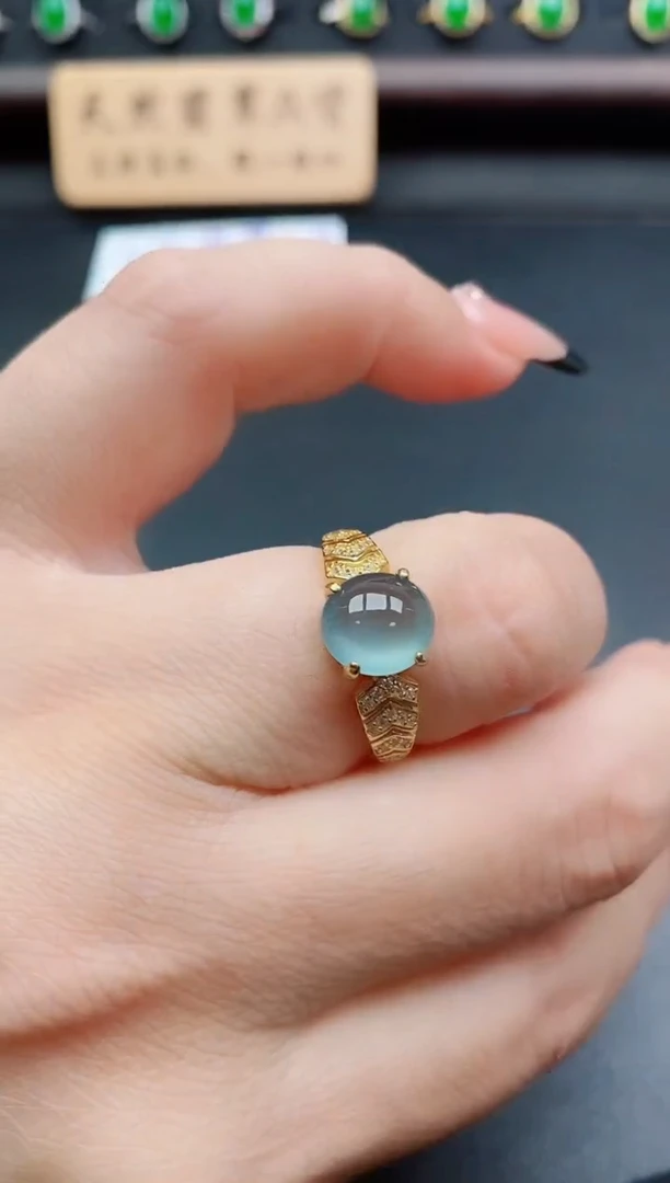 银S925镶嵌戒指翡翠1