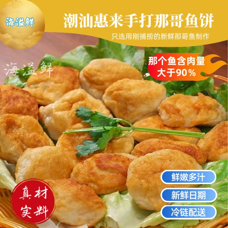 海溢鲜特产那哥鱼饼惠来特色小吃手工鱼饼火锅烧烤食材冷链发货
