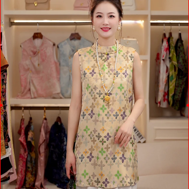 【景泰蓝】（好气质—巨遮肚子）夏季显瘦女士薄款中长款背心 无