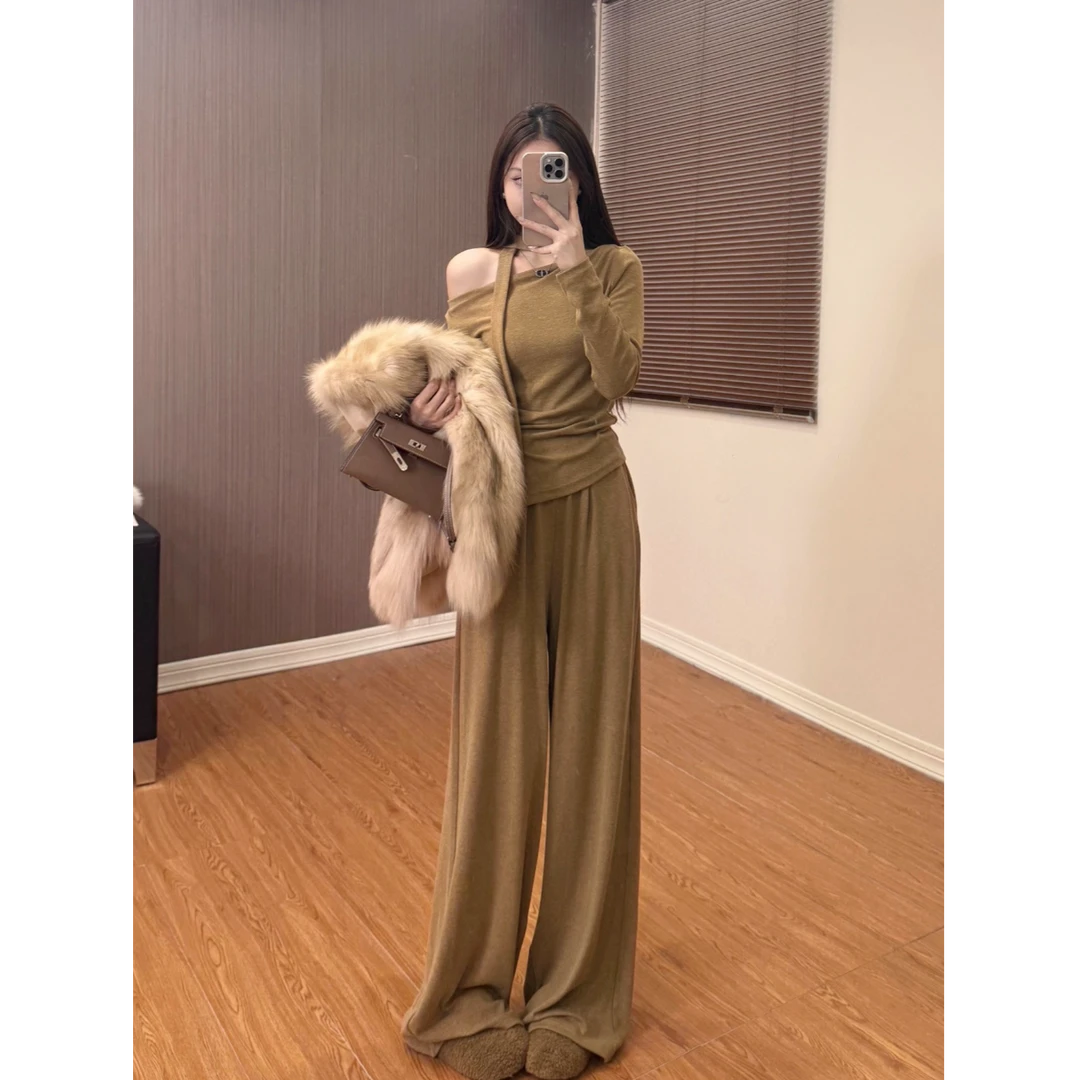 Molly定制”寻梦山茶“法式休闲风松弛感秋冬气质修身套装MK86051