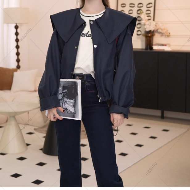 【时间海】设计感大翻领小个子休闲短外套上衣+NY8819