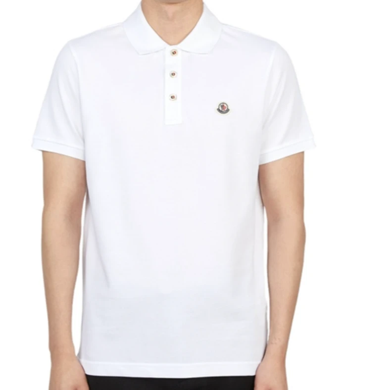 全新未使用 MONCLER 徽标针织短袖Polo衫 白色M