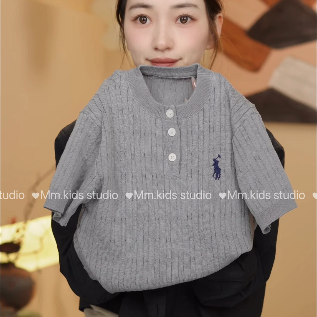 2025年新款夏季儿童冰丝圆领刺绣休闲时尚百搭短袖WL2071