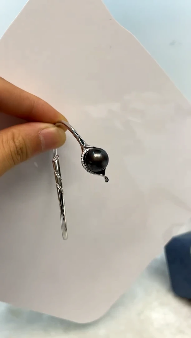 银S925镶嵌手镯海水珍珠10-11
