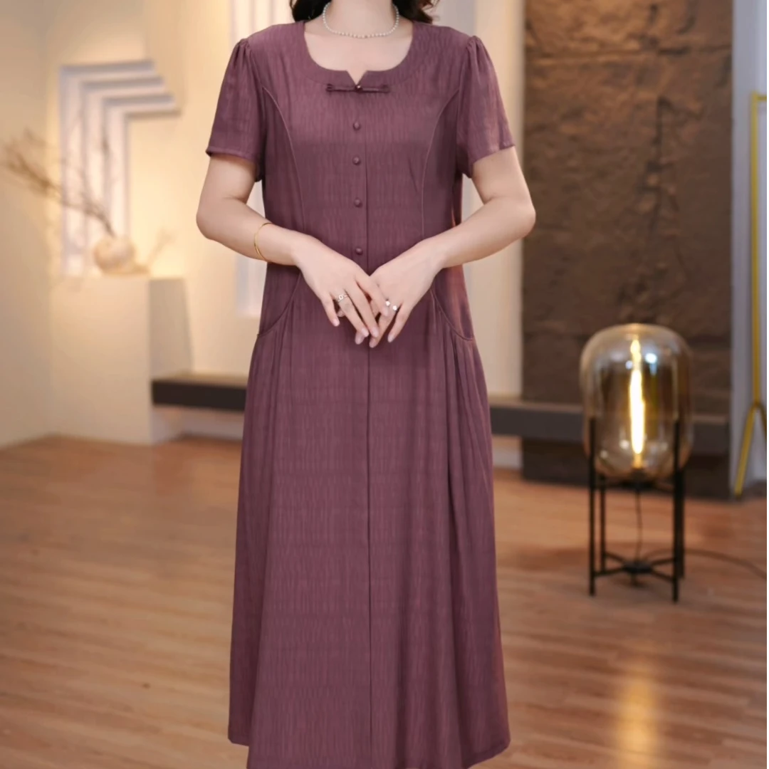 2025夏季新款加肥加大碎花连衣裙大码女装显瘦遮肉减龄妈妈装（琴）