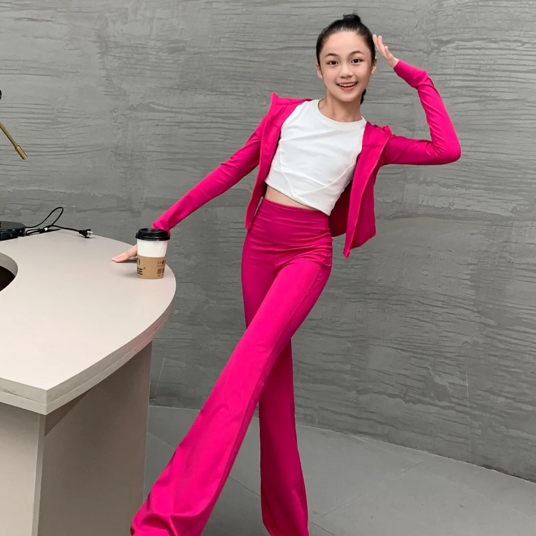 雪妈ESTAR独家定制舞蹈生中大童连帽运动可爱风裸感套装2294