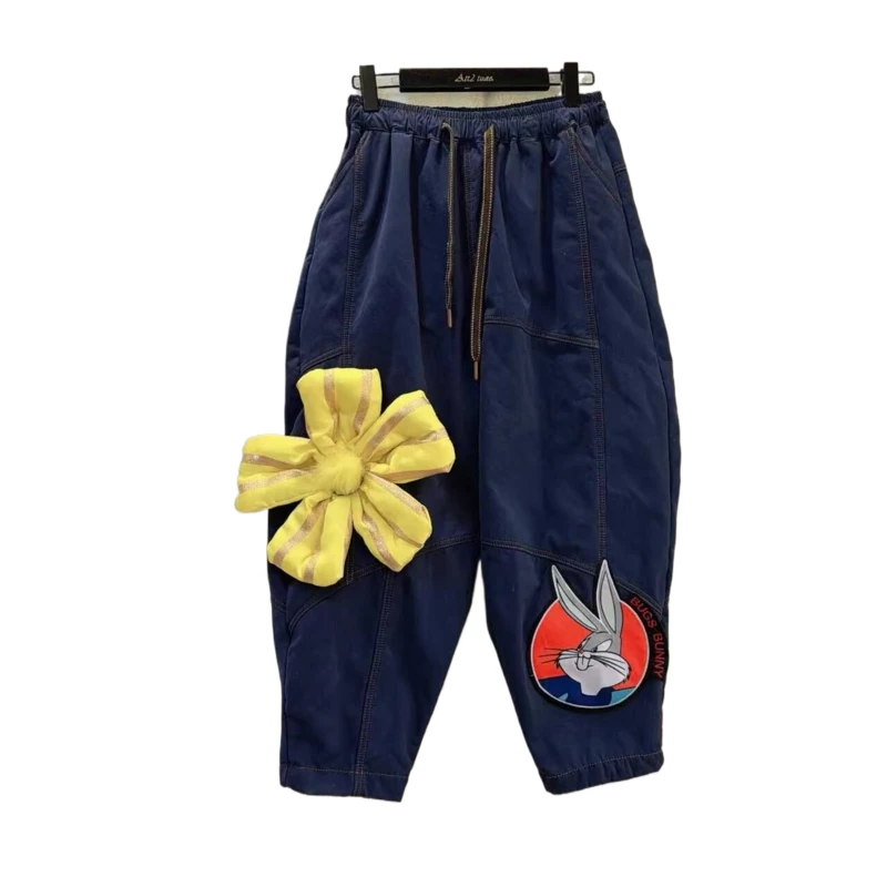 ATT潮牌女装2025冬欧洲站度假风甜美花卉重工时尚休闲裤