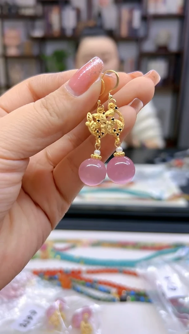 【闪购商品】碧玺猫眼耳饰14K金镶嵌E716