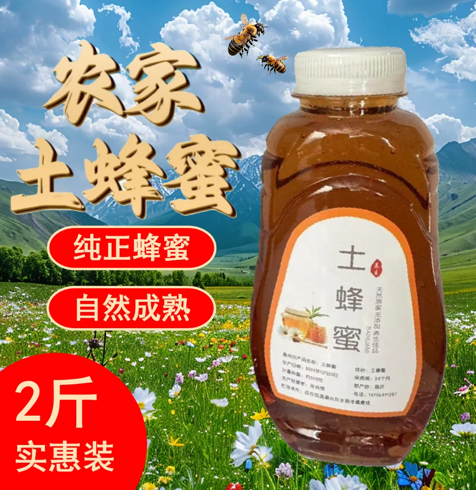 【2斤装500g*2瓶】农家土蜂蜜纯正天然原态0添加土蜂蜜