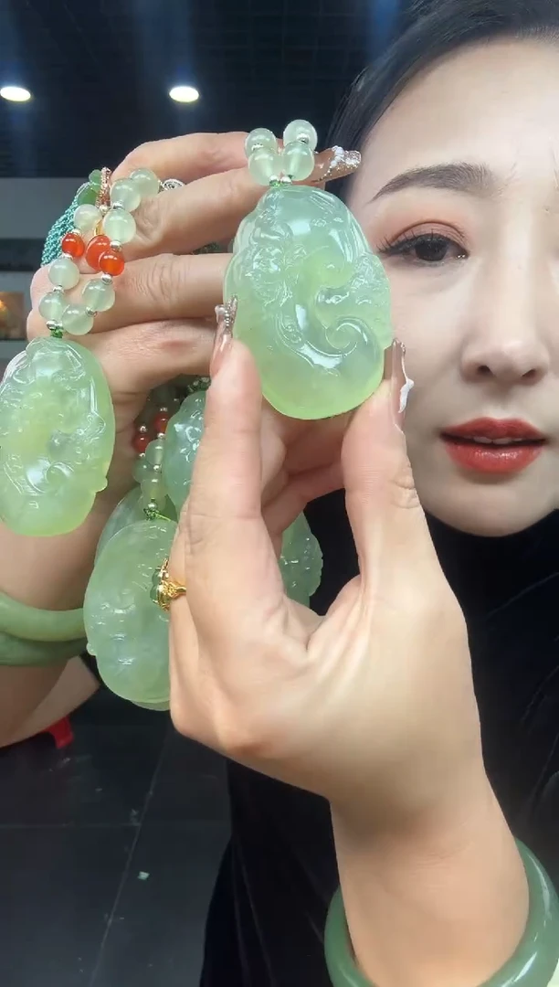 【闪购商品】岫玉颈饰未镶嵌180大如意【长形半珠链】