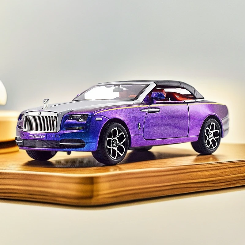 新奥1/24劳斯 曜影合金汽车模型回力声光玩具跑车仿真敞篷车盒装