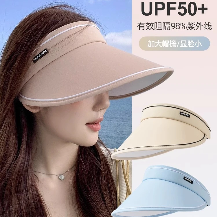 新款防晒帽女骑行高级感帽子可折叠防紫外线大帽檐空顶遮阳帽