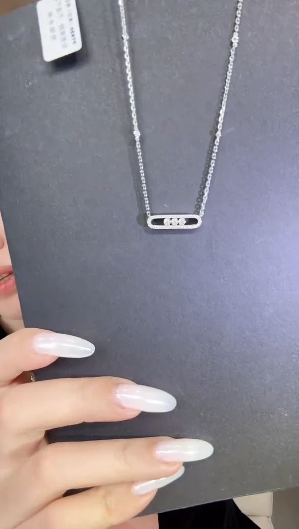 铂Pt950镶嵌项链钻石梅西卡项链