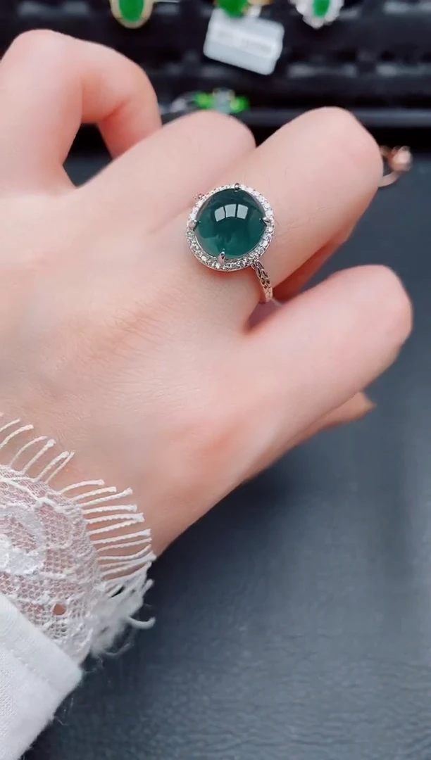 【闪购商品】翡翠戒指银S925镶嵌天然a货翡翠282