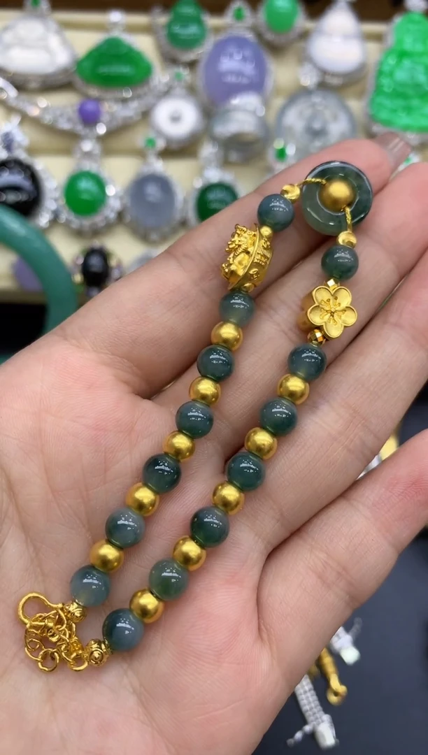 足金镶嵌手链翡翠279-中国好珍宝