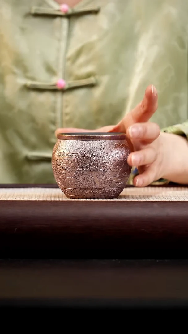 茶杯紫砂贝壳烧大象缸杯