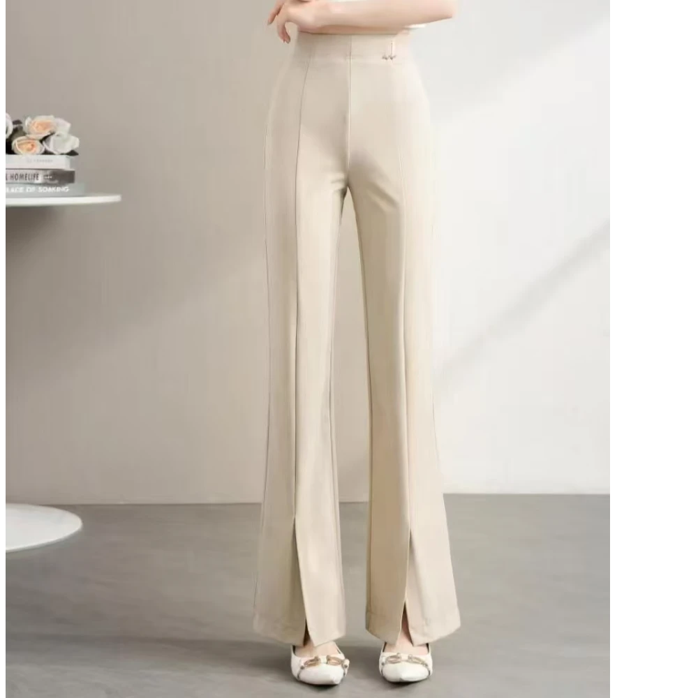 休闲裤长裤垂感夏季薄款常规款阔腿裤夏天薄款小黑裤高腰微喇裤