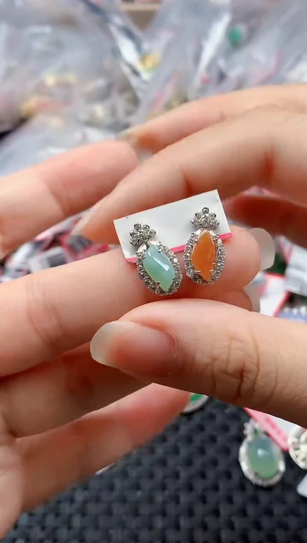 银S925镶嵌戒指翡翠天然A货缅甸翡翠