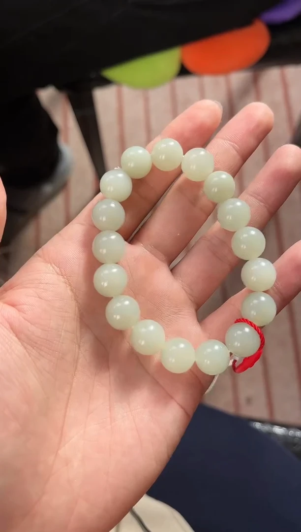 【闪购商品】和田玉手串未镶嵌且末青白手串卡12微色差