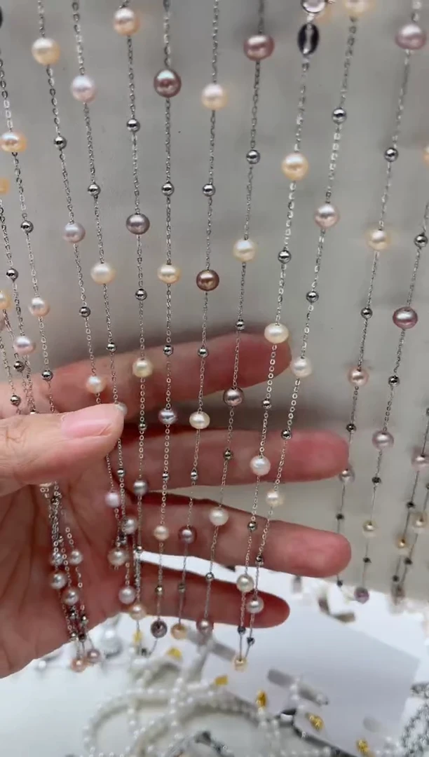 套链银S925镶嵌淡水珍珠多样性发其一，非无暇